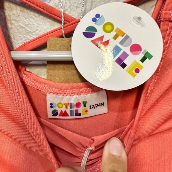 Dot Dot Smile Toddler Dress 12/24M Ballet Ballerina Coral Soft Twirl Crisscross - Picture 3 of 5